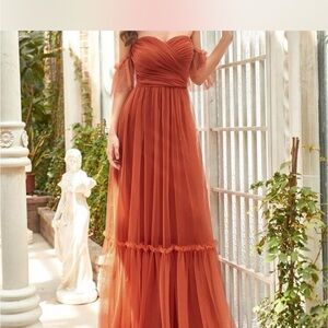 Ever Pretty Strapless Rust Dress